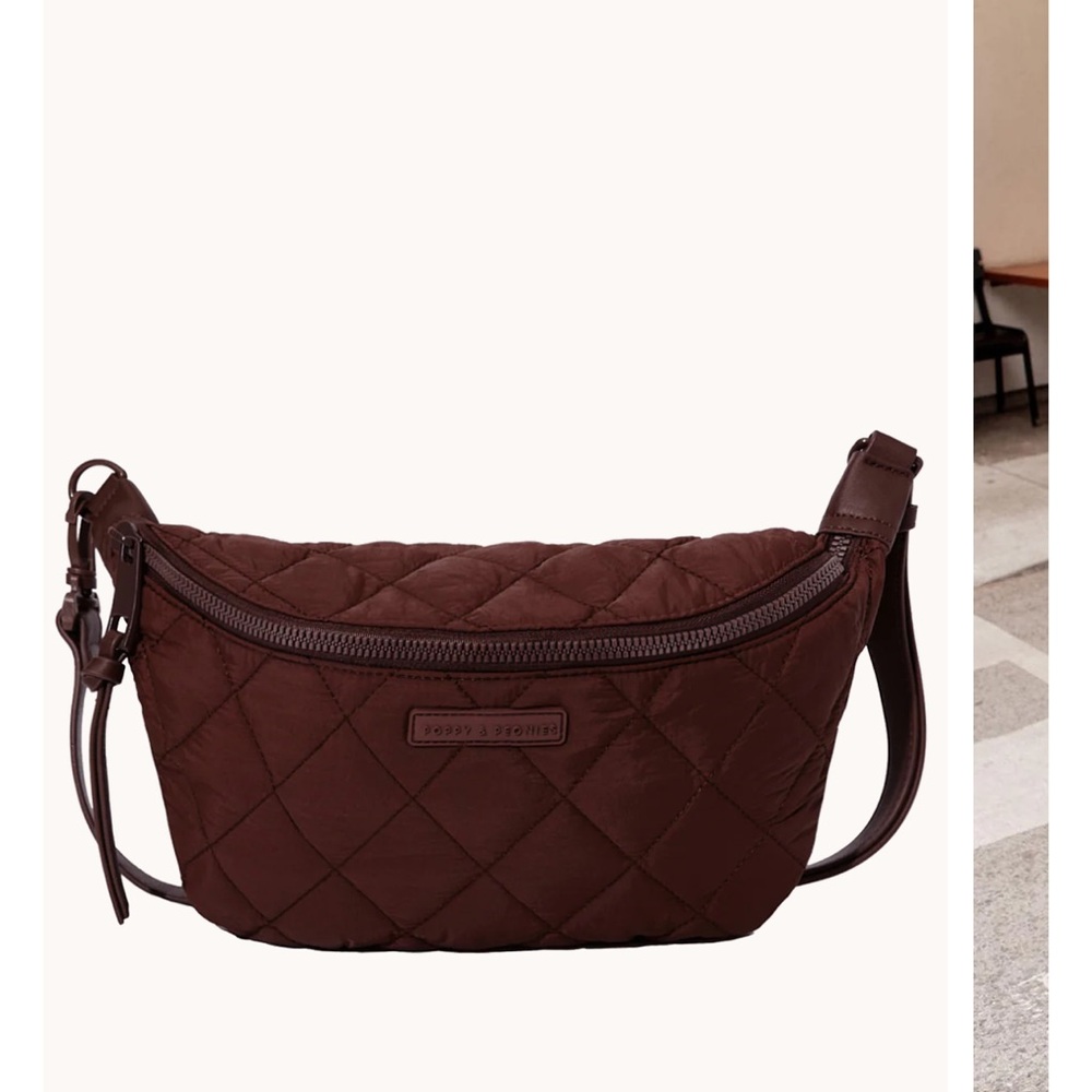 Poppy & Peonies Quilted Crossbody Bag in Espresso